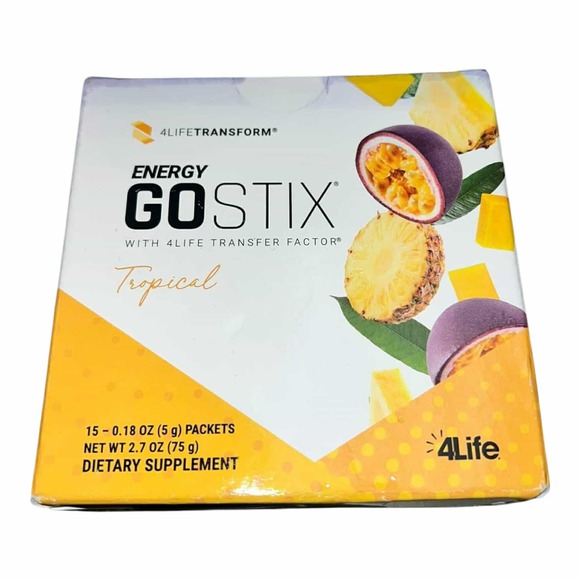 4Life Transform Energy Go Stix Tropical Ready To Mix Powder 15 Packets - Picture 1 of 3